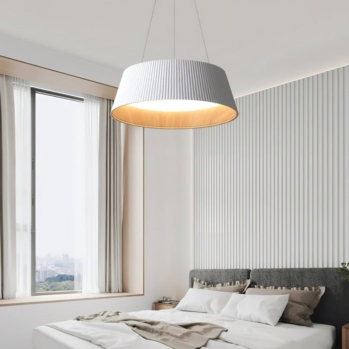 HDC Elegant White Drum Pendant Light for Living Room