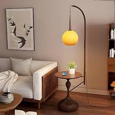 HDC Aura Sphere USB-Enabled Modern Floor Lamp with Integrated Side Table