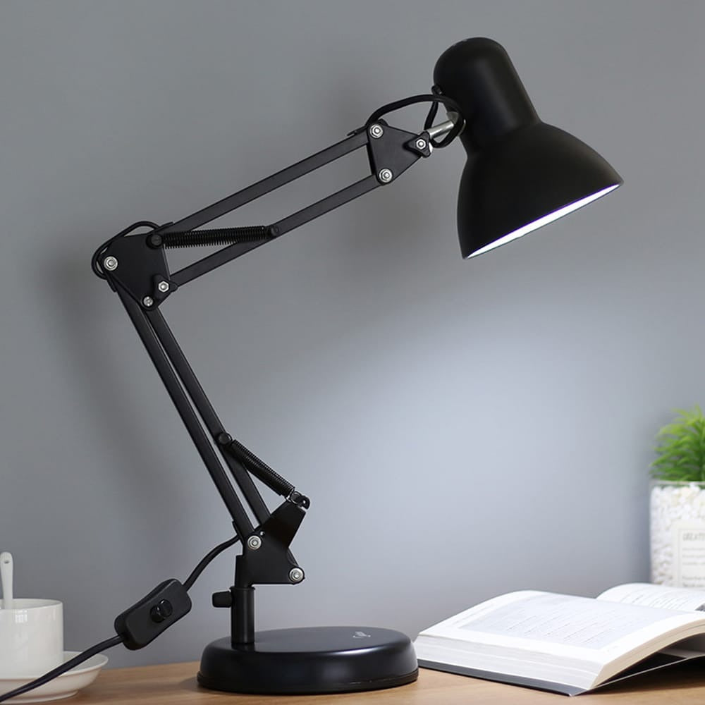 HDC Adjustable Black Iron Study & Work Desk Table Lamp