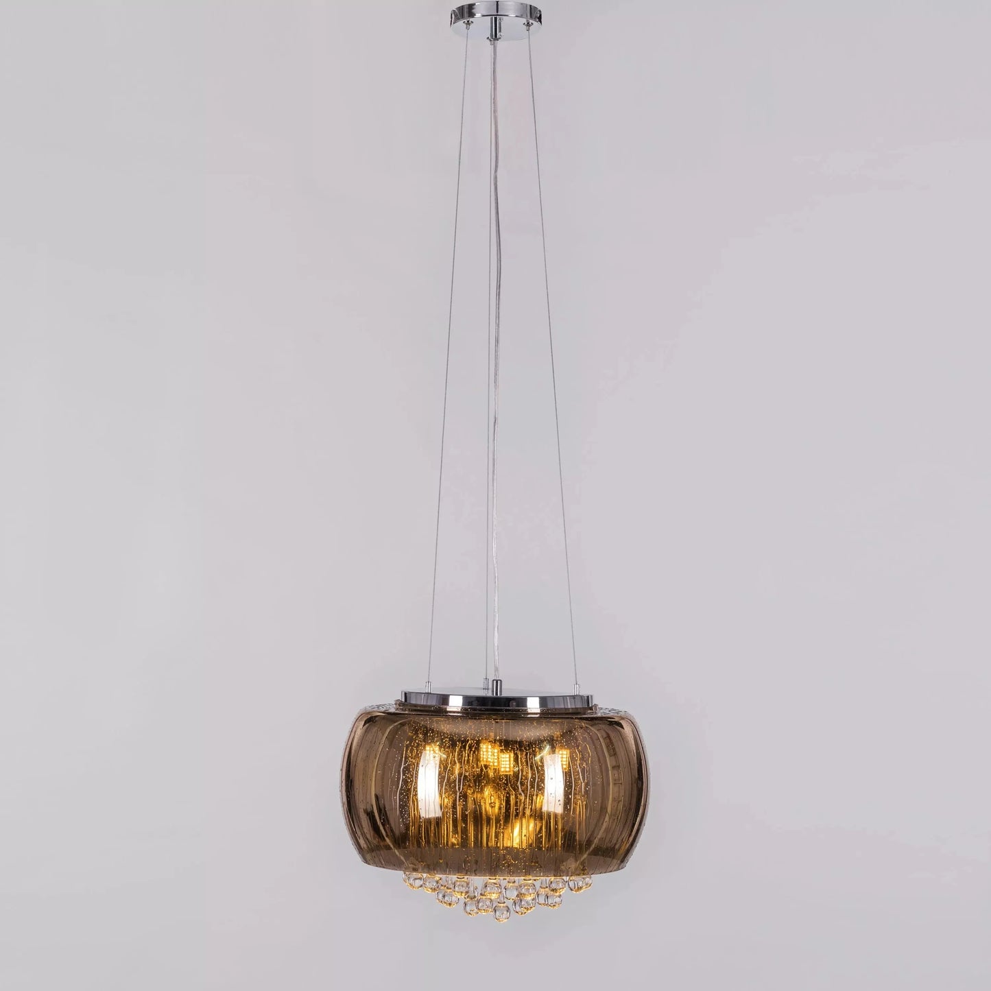 HDC 400mm Crystal Amber Glass Metal Led Chandelier Hanging Lamp - Warm White