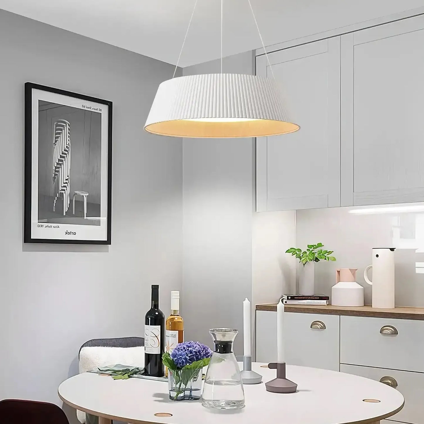 HDC Elegant White Drum Pendant Light for Living Room