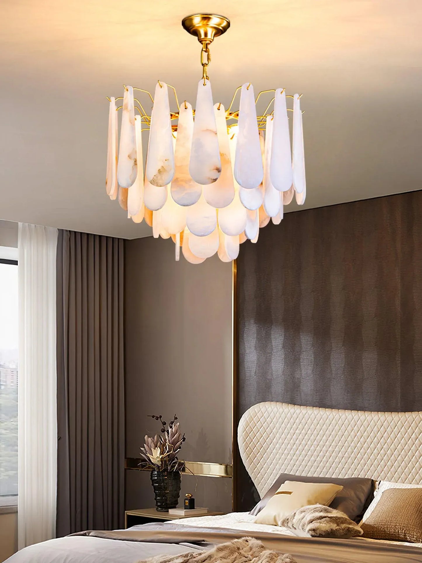 HDC 800mm Modern Teardrop White Shell Luxury Decorative Ceiling Chandelier Light