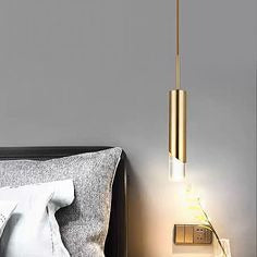 HDC Golden Slim Cylinder LED Pendant Light For Living Room