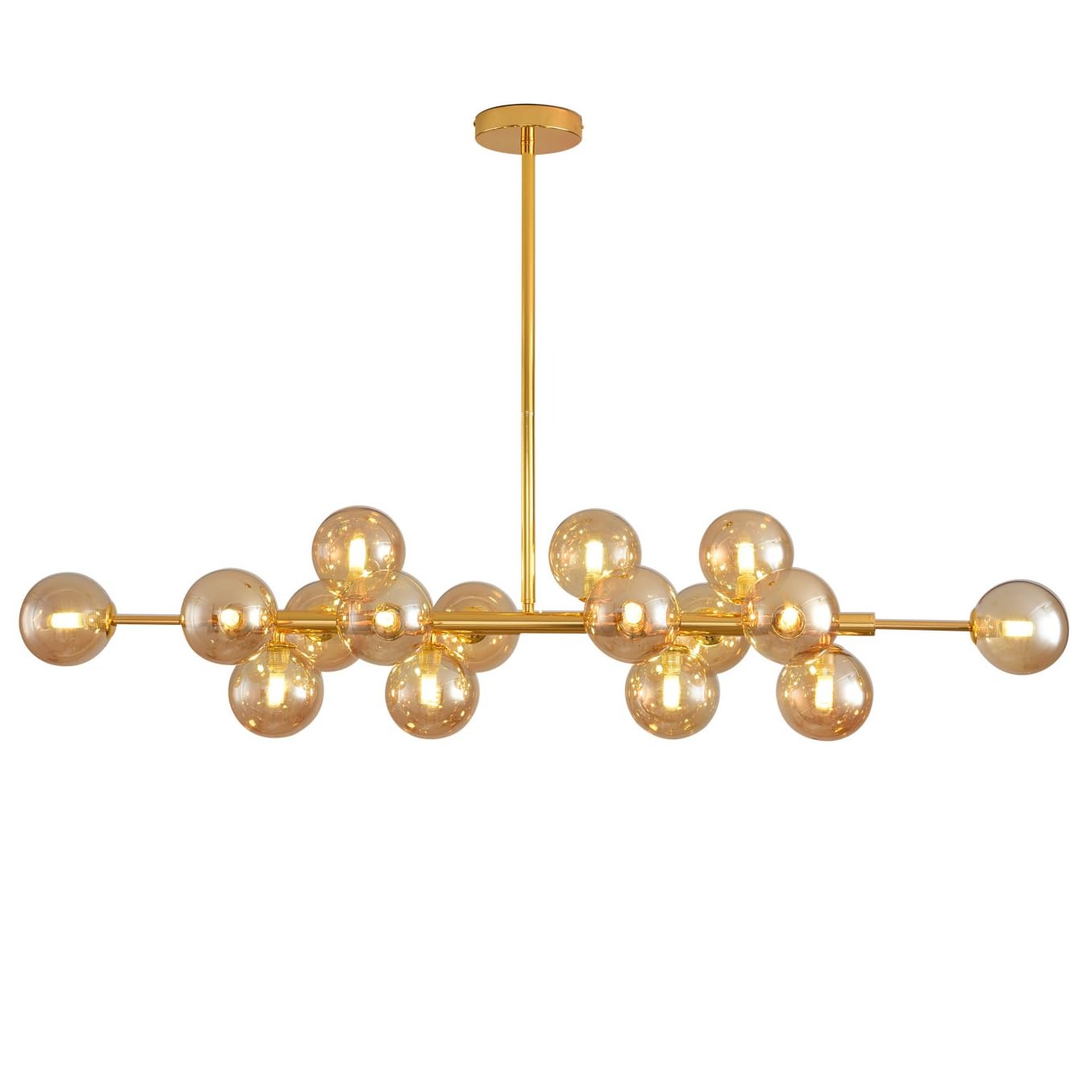 HDC Modern Luxe Smoke-Glass 16-Globe Linear Designer Chandelier