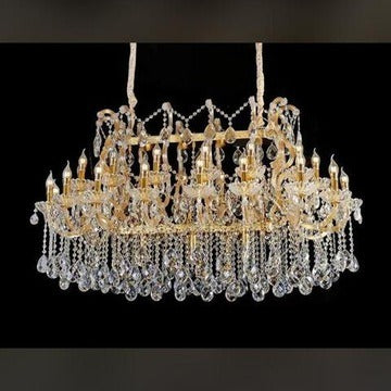 HDC 35 Lights Regal Grandeur Rectangular Crystal Italian Chandelier For Living Room
