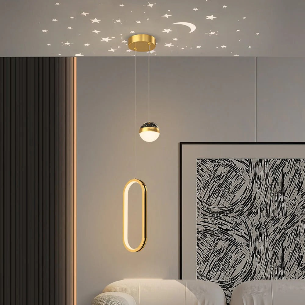 HDC Black Dual Element Pendant Light With Starry Reflection for Living Room