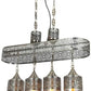 HDC Regal Filigree Amber-Glass 4-Pendant Linear Hanging Chandelier