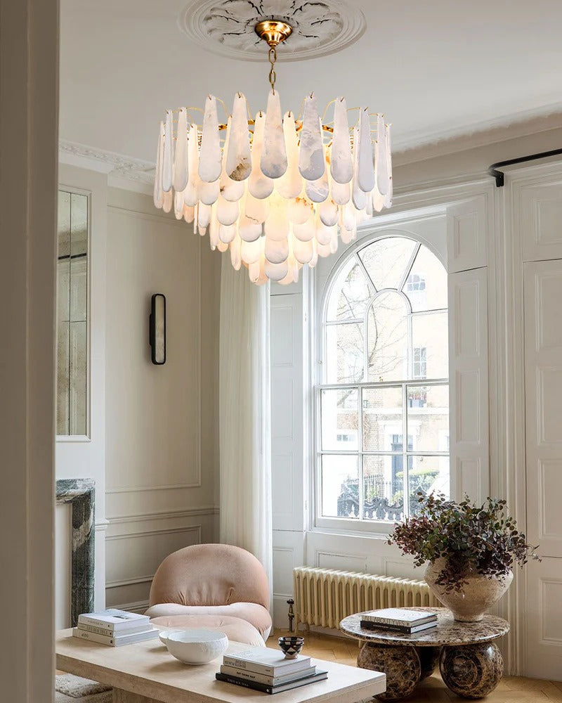HDC 800mm Modern Teardrop White Shell Luxury Decorative Ceiling Chandelier Light