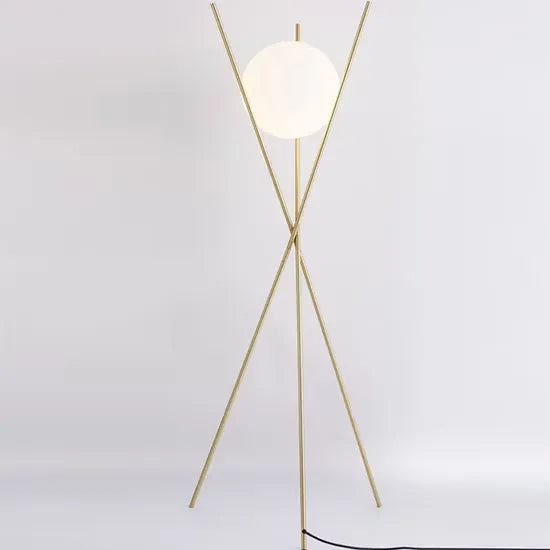 Hdc 1 Frosted Glass Gold Tripod Floor Lamp Living Room Light For Home Lighting Standing Lamp - Gold
