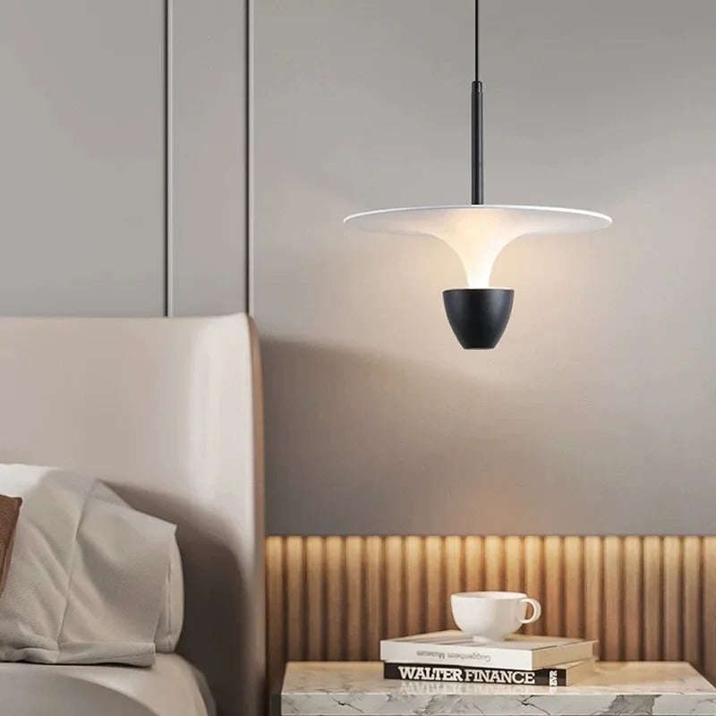 HDC Nordic minimalist flying saucer black white grey crystal pendant lamp