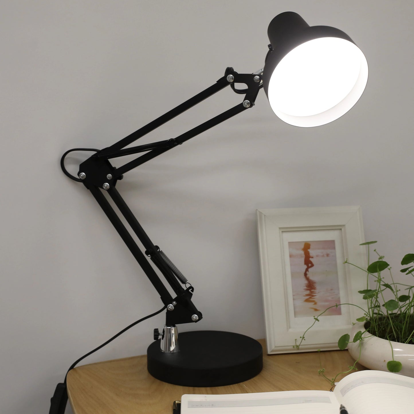 HDC Adjustable Black Iron Study & Work Desk Table Lamp