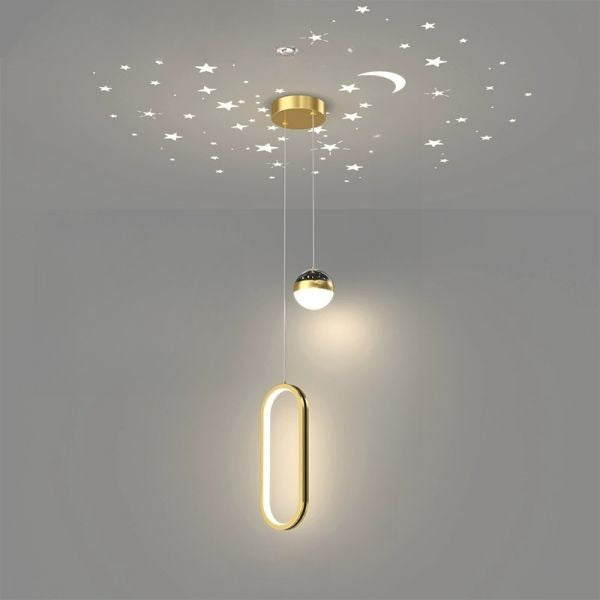 HDC Black Dual Element Pendant Light With Starry Reflection for Living Room