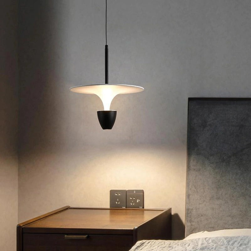 HDC Nordic minimalist flying saucer black white grey crystal pendant lamp