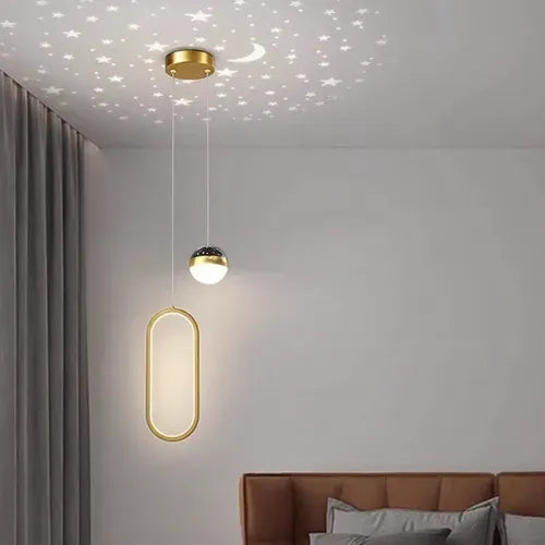 HDC Black Dual Element Pendant Light With Starry Reflection for Living Room