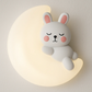 HDC Kids Milk White Shade Blue Ears LED Rabbit Cloud Wall Sconce for Boys Girls Room- Tricolor