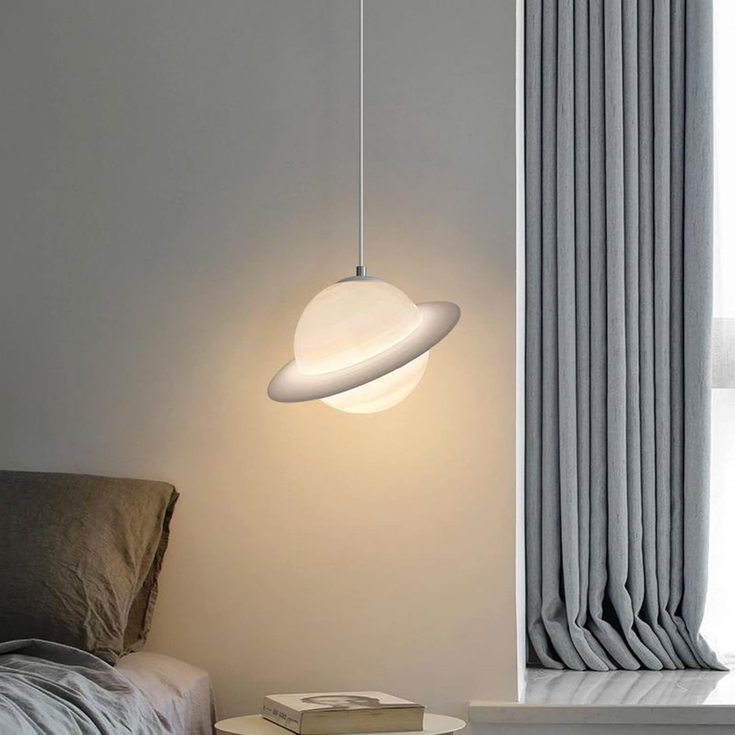 HDC Modern Planet Saturn Glow Orbital Pendant Light For Beside Bed