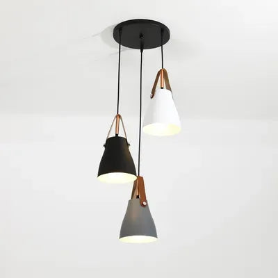 HDC 3-Head Leather Strap Modern Nordic Pendant Light For Living Room