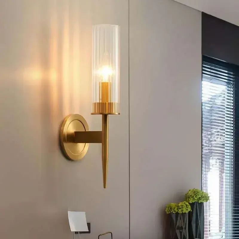 HDC 1 Light Gold Clear Glass Long Wall Light- Warm White