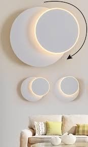 HDC White Sconce Wall Lights 360 Degrees Round Led Wall Lamp For Bedroom Living Room