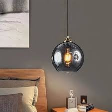 Hdc Modern Smoky Glass Pendant Light Adjustable Hanging Ceiling Lamp with for Dining Room, Bedroom & Living Spaces