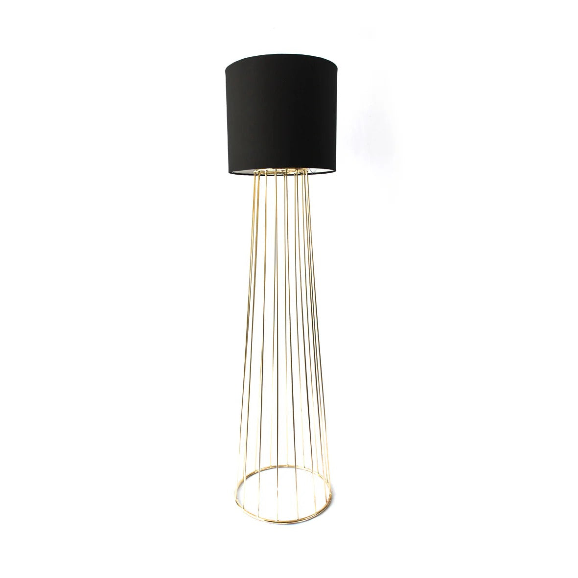 HDC Black & Gold Cage Floor Lamp For Living Room