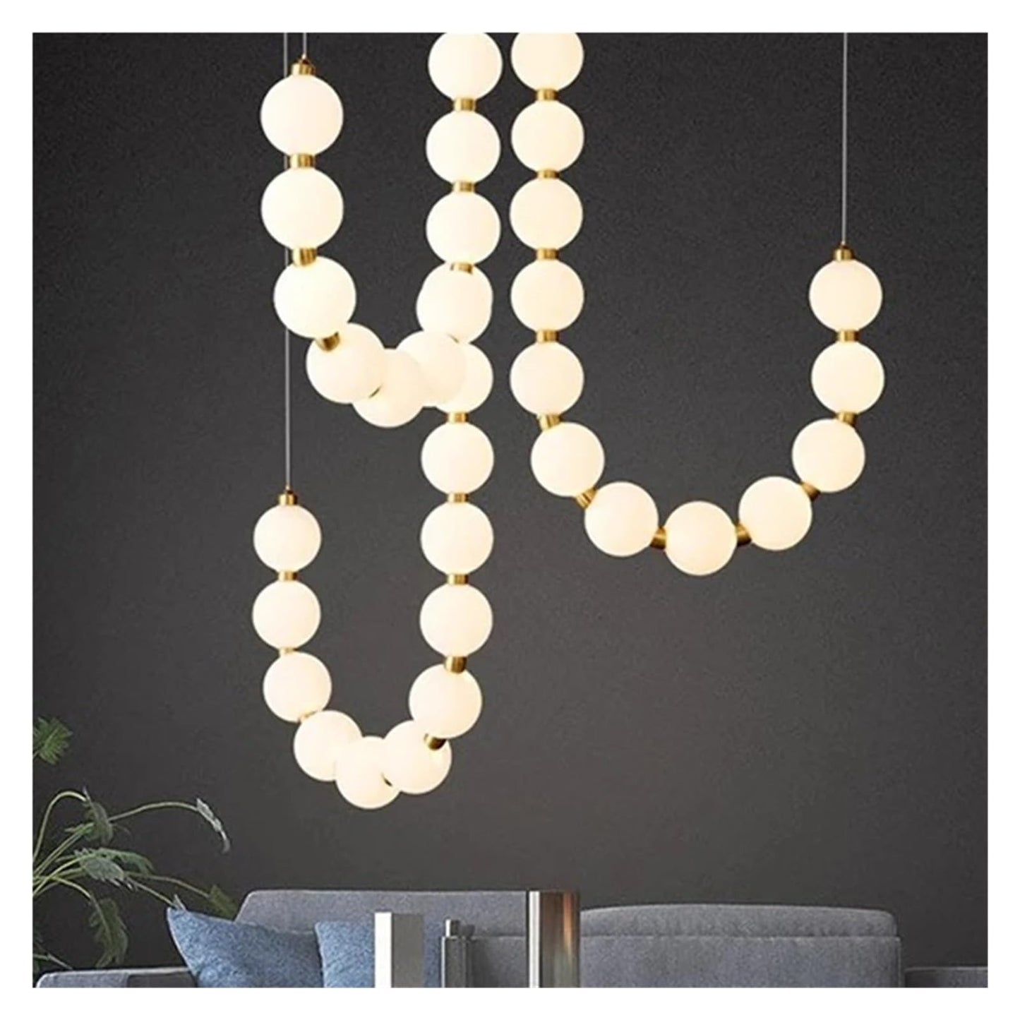 HDC White Pearl Necklace LED Chandlier For Living Room