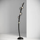 HDC Black Leather With Tinted Glass Floor Lamp For Living Room