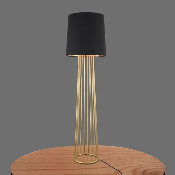 HDC Black & Gold Cage Floor Lamp For Living Room