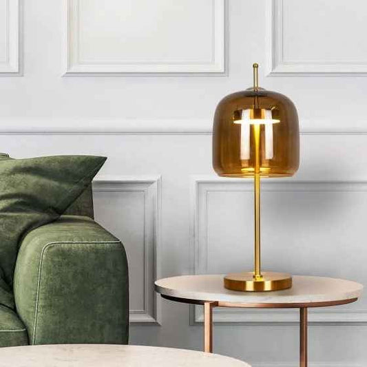 Hdc Nordic Amber Glass LED Table Lamps for beside bedroom