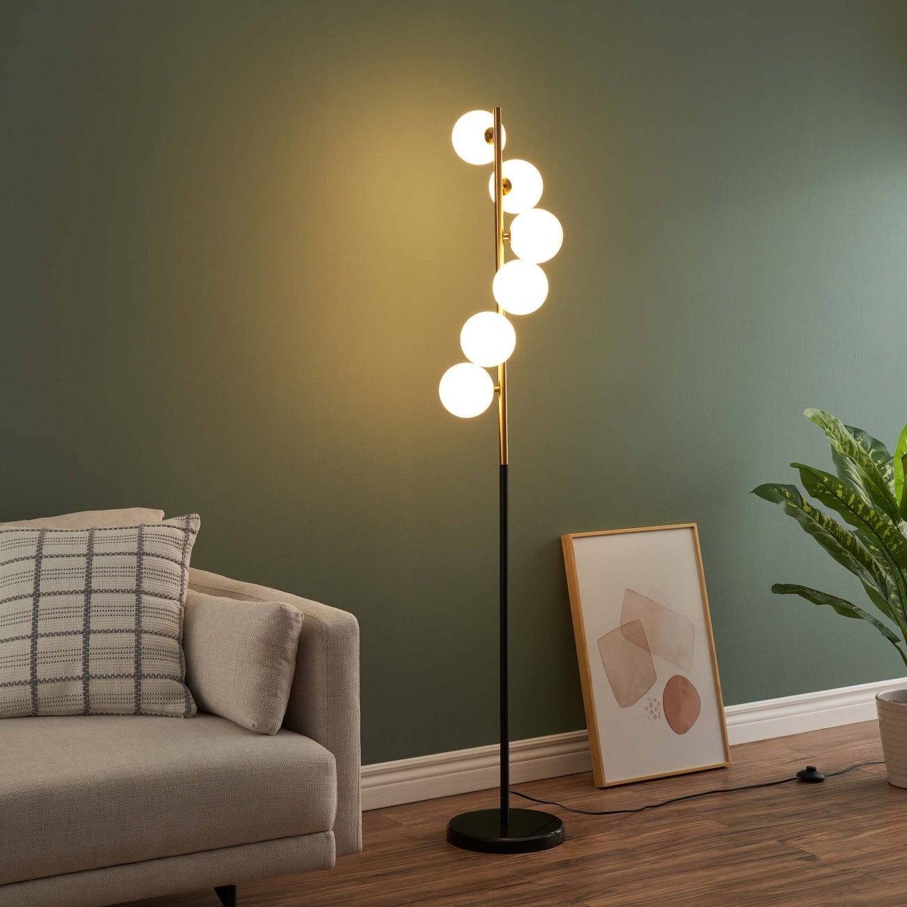 HDC Modern LED Living Room Decor Standing Lamps Nordic Bedroom Bedside Lights Fixtures Simple Glass Ball Floor Lamps