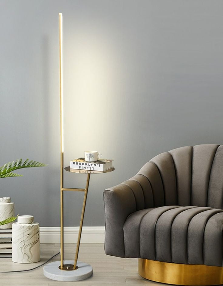 HDC  Modern LED Floor Lamp with Marble Base & Gold Iron Frame