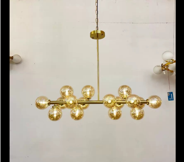 HDC Modern Luxe Smoke-Glass 16-Globe Linear Designer Chandelier