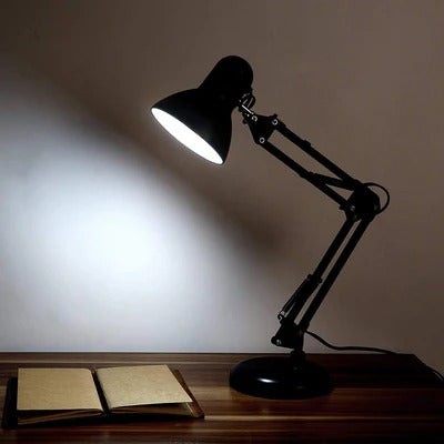 HDC Adjustable Black Iron Study & Work Desk Table Lamp
