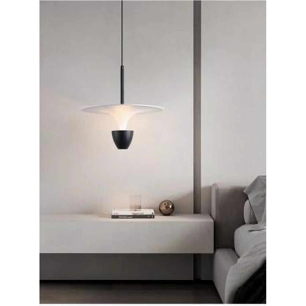 HDC Nordic minimalist flying saucer black white grey crystal pendant lamp