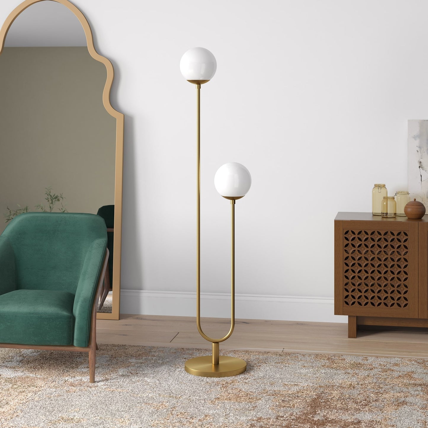 Hdc 2-Globe Modern Freestanding Lamp Living Room Floor Lamp