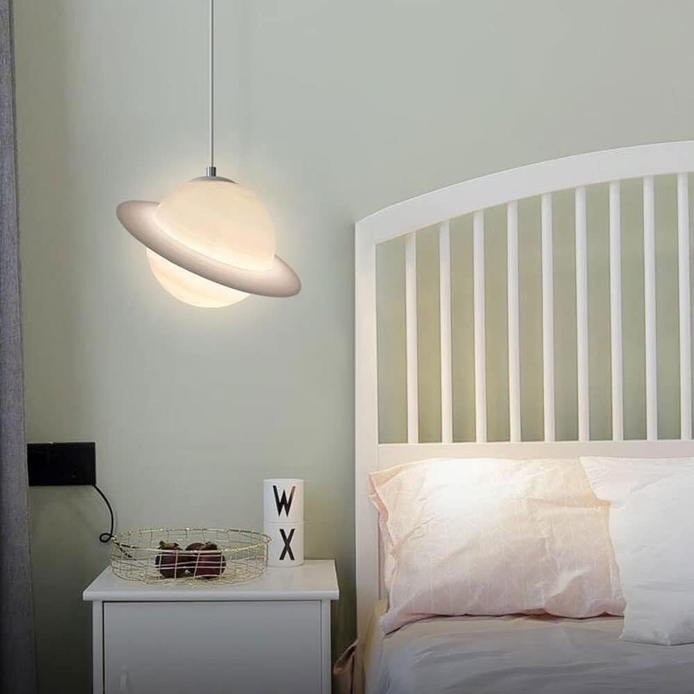 HDC Modern Planet Saturn Glow Orbital Pendant Light For Beside Bed