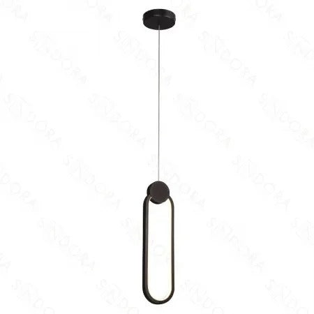 HDC Led 1 Light Modern Pendant Lighting Bedside Minimalist Aluminium - Black (Oval)