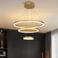 HDC 3 Light 3 Ring Gold Brushed Metal Led Chandelier Hanging Ceiling Lamp - Warm White