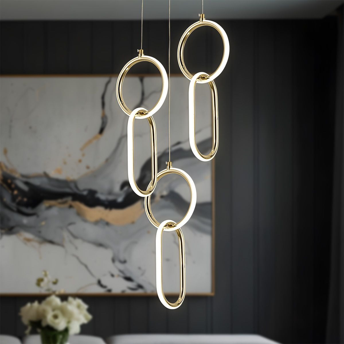 HDC Rose Gold Modern Loop Pendant Light For Living Room