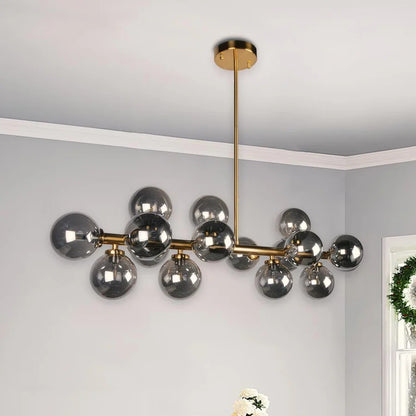 HDC Modern Luxe Smoke-Glass 16-Globe Linear Designer Chandelier