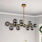 HDC Modern Luxe Smoke-Glass 16-Globe Linear Designer Chandelier