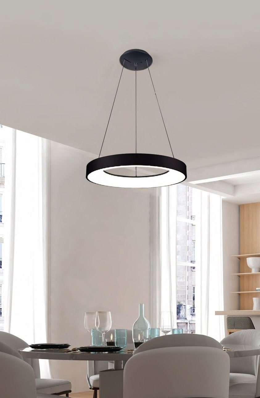 HDC HaloBeam Black Modern Circular LED Pendant Light For Living Room
