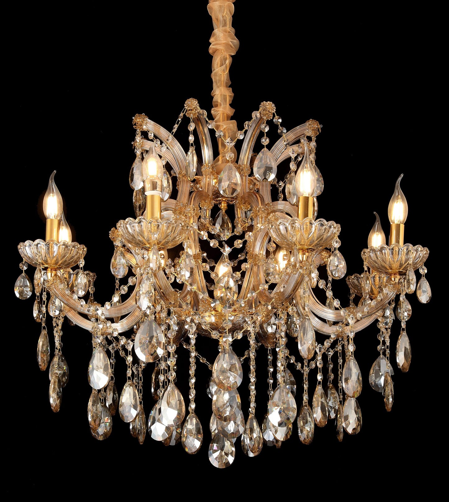 HDC 7 Lights Amber Crystal Italian Chandelier For Luxury Halls