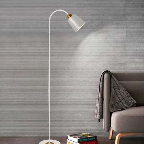 HDC Floor lamp bedroom living room Nordic style floor table lamp with shelf vertical table lamp (White Body)
