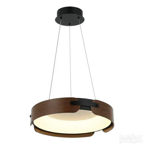 HDC NordicCraft Wood & Black LED Ring Pendant Light For Living Room