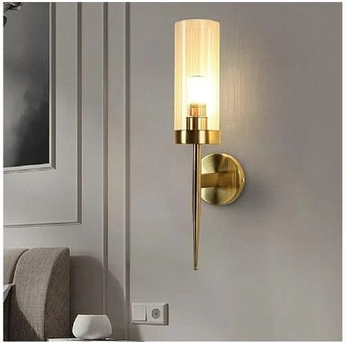 HDC 1 Light Gold Clear Glass Long Wall Light- Warm White