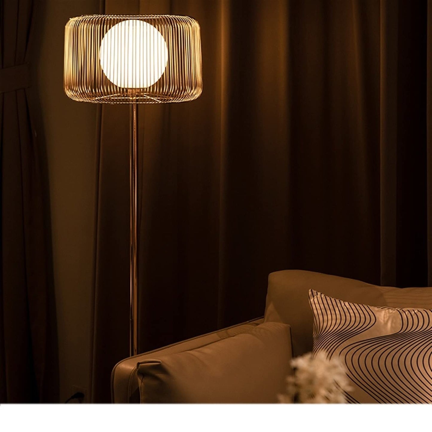 Hdc 1 Frosted Glass Gold Floor Lamp Living Room Light For Home Lighting Standing Lamp - Gold