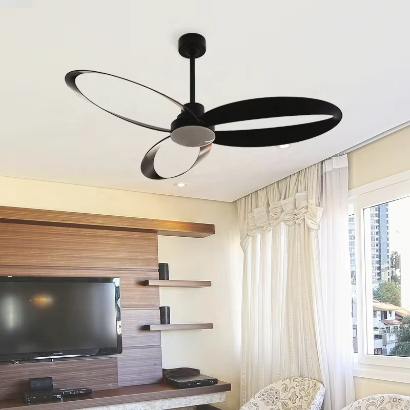 Hdc 52inch Modern 3-Blade LED Ceiling Fan Sleek Coffee Finish Fan Chandelier
