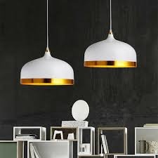 HDC CasaDome White Pendant Light with Gold Accent Ring For Living Room