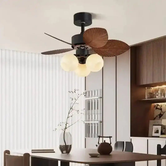 Hdc Tropical Ceiling Fan With Led Light And Remote Control 52 Inch Palm Reversible Fan Light 5 Leaf Blades And Balance Clips